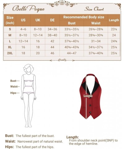 Women's Waistcoat Vest Vintage Halter Lapel Button Down Suit Vest with Pockets Red $22.67 Vests