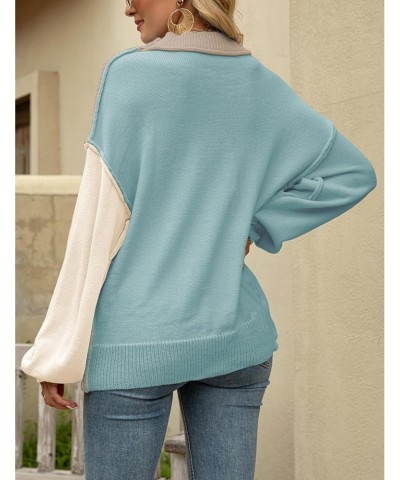 Womens 2023 Fall Oversized Sweaters Color Block Batwing Sleeve Crewneck Knit Pullover Casual Ribbed Jumper Tops(Khaki-L) $8.0...