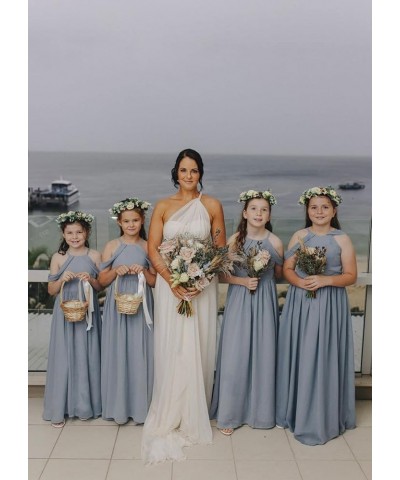 Off-Shoulder Junior Bridesmaid Dresses Long Wedding Flower Girl Dress for Teen Girls Party Pageant Gowns Chiffon PA015 Dusty ...