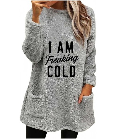 Yes,I'M Still Freezing -Me 24:7 Sherpa Lined Sweatshirt Women With Pockets Fuzzy Fleece Pullover Thermal Loungewear Xa-gray $...