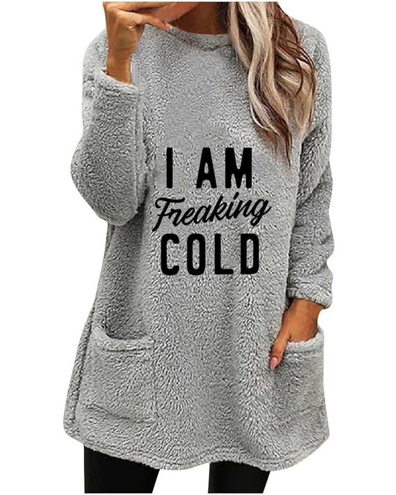 Yes,I'M Still Freezing -Me 24:7 Sherpa Lined Sweatshirt Women With Pockets Fuzzy Fleece Pullover Thermal Loungewear Xa-gray $...