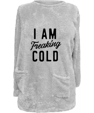 Yes,I'M Still Freezing -Me 24:7 Sherpa Lined Sweatshirt Women With Pockets Fuzzy Fleece Pullover Thermal Loungewear Xa-gray $...