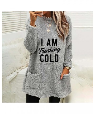 Yes,I'M Still Freezing -Me 24:7 Sherpa Lined Sweatshirt Women With Pockets Fuzzy Fleece Pullover Thermal Loungewear Xa-gray $...