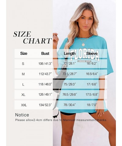 Women Oversized T Shirts Graphic Tees Casual Drop Shoulder Tops Cute Hawaii Vacation Shirt Fl-sky Blue $14.57 T-Shirts