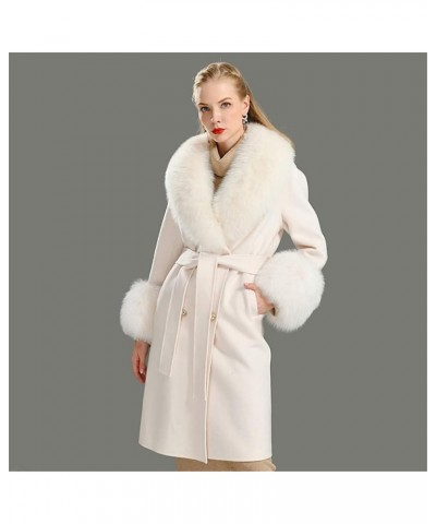 Women's Cashmere Coat Faux Fur Collar Cashmere Blend Long Coat Streetwear Blue $219.30 Coats