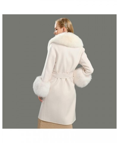 Women's Cashmere Coat Faux Fur Collar Cashmere Blend Long Coat Streetwear Blue $219.30 Coats