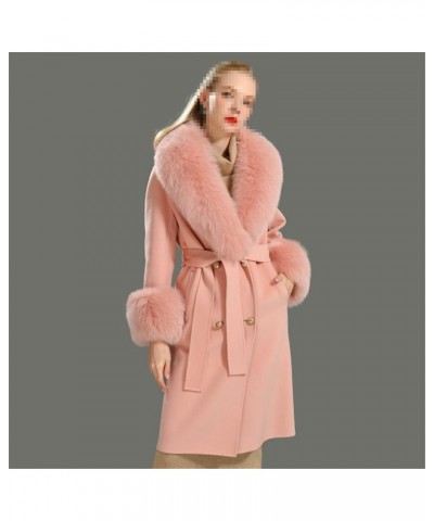 Women's Cashmere Coat Faux Fur Collar Cashmere Blend Long Coat Streetwear Blue $219.30 Coats