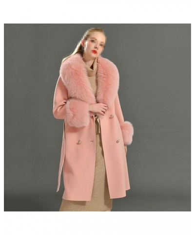 Women's Cashmere Coat Faux Fur Collar Cashmere Blend Long Coat Streetwear Blue $219.30 Coats