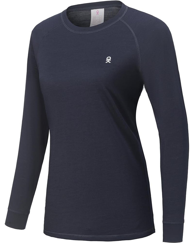 Women's Wool Base Layer,Lightweight Thermal Underwear Tops Winter Long Sleeve Shirts, Quick Dry Wicking Tops Navy Blue $16.19...