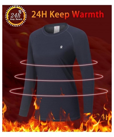 Women's Wool Base Layer,Lightweight Thermal Underwear Tops Winter Long Sleeve Shirts, Quick Dry Wicking Tops Navy Blue $16.19...