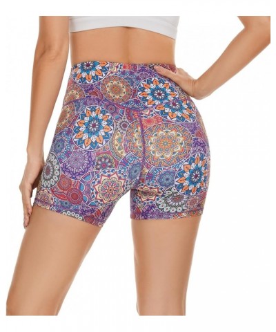 Yoga Shorts for Women, High Waist Biker Shorts, Tummy Control Workout Short with Side Pockets 5" Mandala $9.17 Activewear