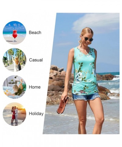 Womens 2024 Summer Tank Tops Casual Sleeveleeve Vneck Shirts Beach Ruched Tee Z-bean Red Stripe $13.99 Tops