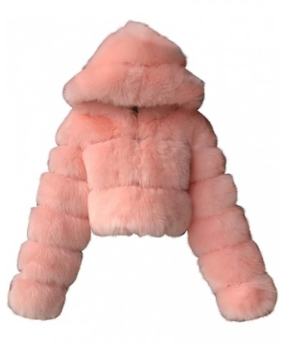 Womens Faux Fur Winter Coats Cropped Luxury Fluffy Fuzzy Fleece Jacket Plush Teddy Shaggy Cardigan Outwear Pink 6 $23.49 Coats