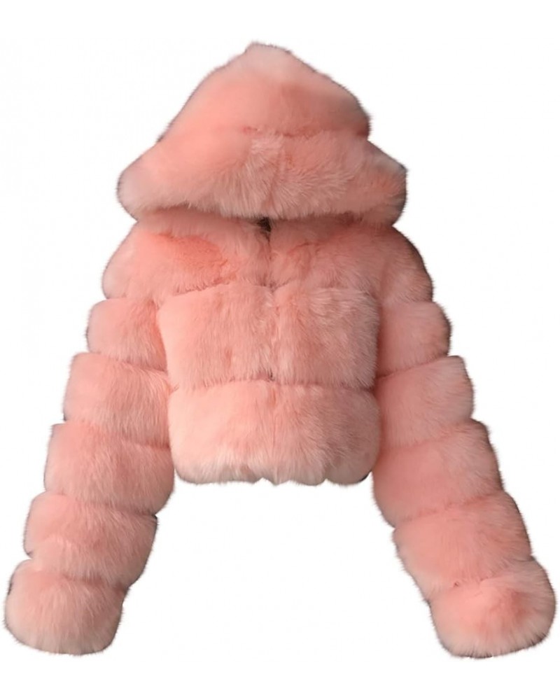 Womens Faux Fur Winter Coats Cropped Luxury Fluffy Fuzzy Fleece Jacket Plush Teddy Shaggy Cardigan Outwear Pink 6 $23.49 Coats