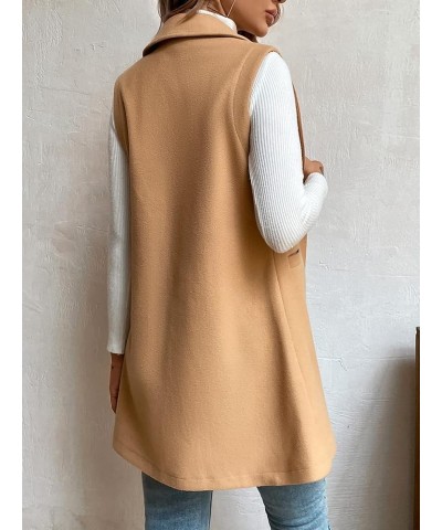 Women's Fall Winter Elegant Single Button Vest Overcoat (Color : Camel, Size : Large) Large Camel $16.75 Vests