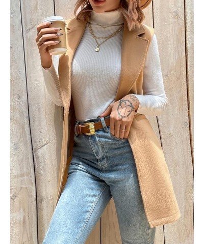 Women's Fall Winter Elegant Single Button Vest Overcoat (Color : Camel, Size : Large) Large Camel $16.75 Vests