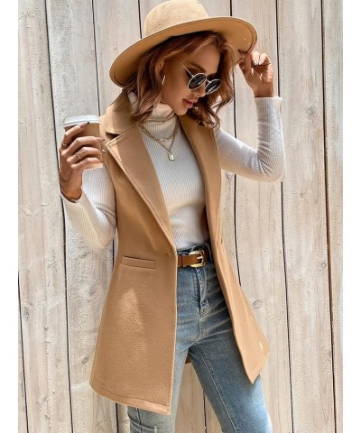 Women's Fall Winter Elegant Single Button Vest Overcoat (Color : Camel, Size : Large) Large Camel $16.75 Vests