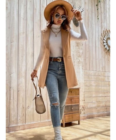 Women's Fall Winter Elegant Single Button Vest Overcoat (Color : Camel, Size : Large) Large Camel $16.75 Vests