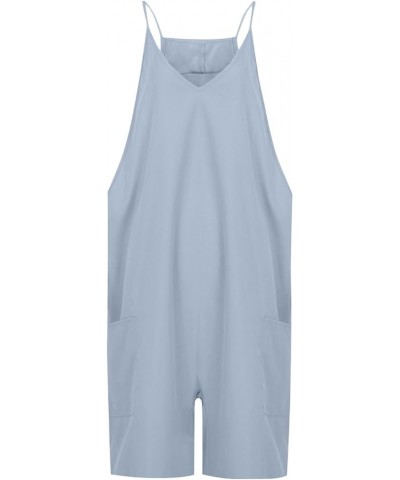 Rompers Shorts For Women Dressy Summer Strap Floral Petite Length Casual Jumpsuits Overalls with Pockets Zly A-light Blue $9....