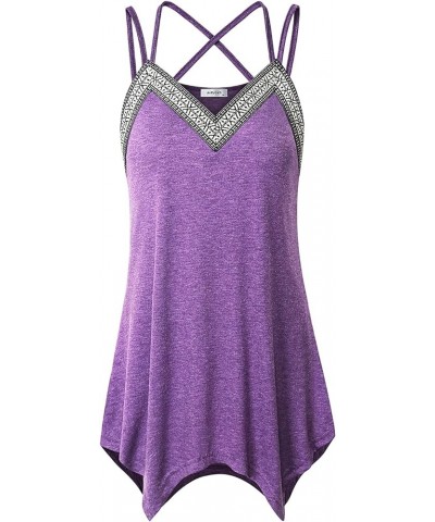 Womens Spaghetti Strap Cami Tank Tops Flowy Irregular Hem Camisoles Purple $11.39 Tanks