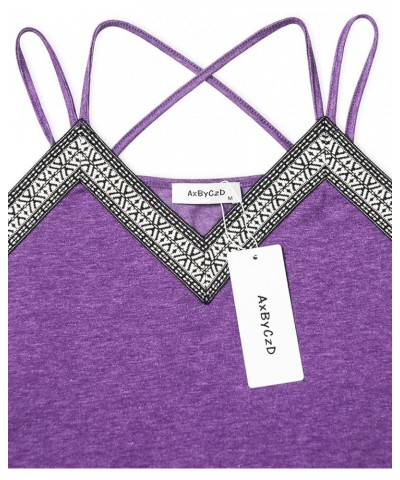 Womens Spaghetti Strap Cami Tank Tops Flowy Irregular Hem Camisoles Purple $11.39 Tanks