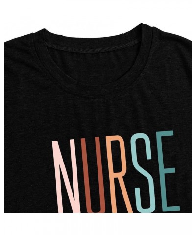 Women Nurse Life Shirt Nurse Letter Print Tee Tops Nurse Day Gifts Shirts Inspirational Short Sleeve Black1 $14.24 T-Shirts