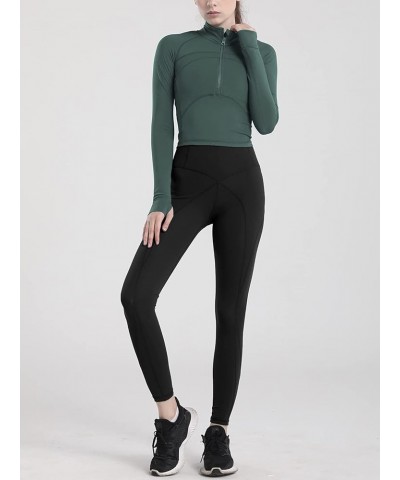 Women's Athletic Half Zip Pullover Sweatshirt Workout Top Crop Quarter Zip Pullover Yoga Running Jackets A-green $20.24 Activ...