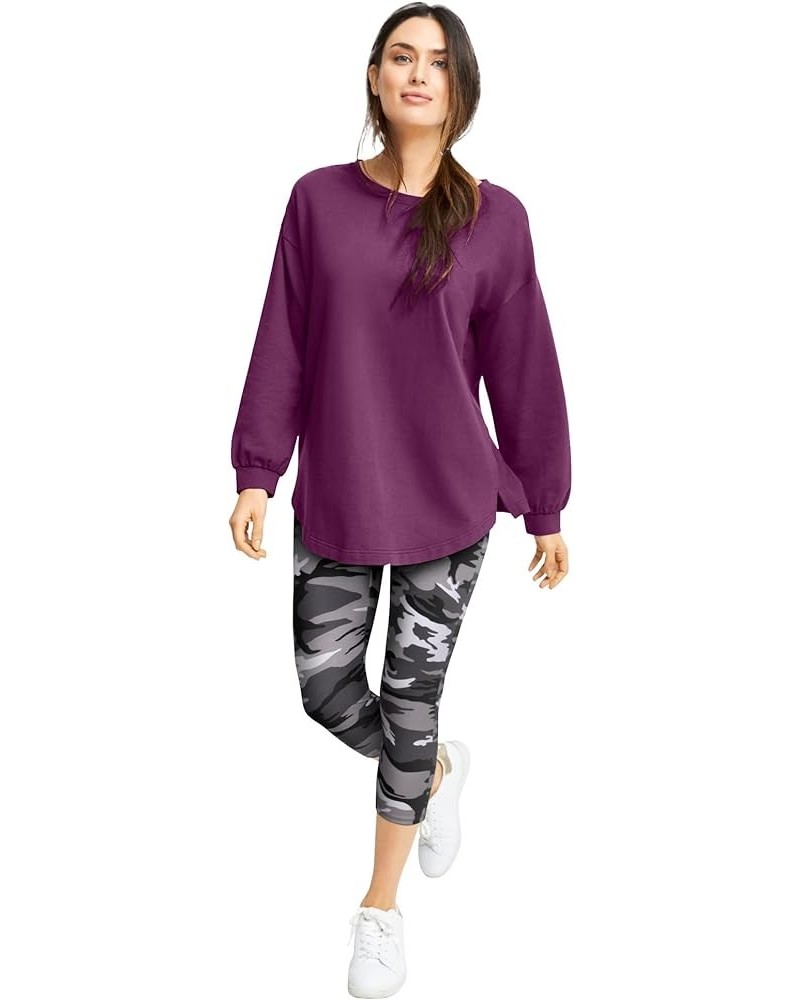 Women's Plus Size Knit Capri Leggings Black White Camouflage $13.92 Others