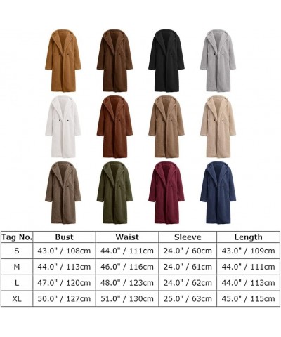 Women's Winter Coats Fuzzy Fleece Long Hooded Jackets Button Down Faux Fur Warm Outwear With Pockets Apricot $17.48 Coats