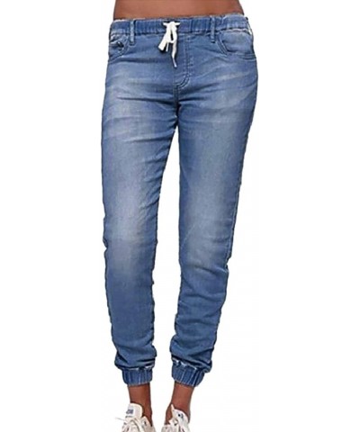 Trousers Waisted Up Pants Jeans Mid Women’s Poket Lace Denim Casual Women's Jeans on Pant Women Light Blue $10.31 Jeans