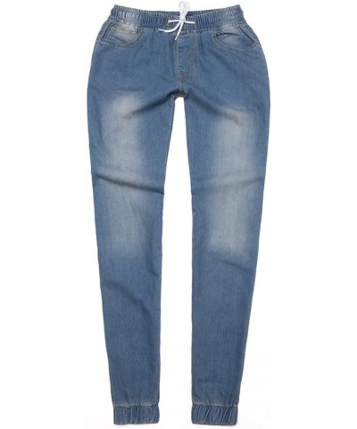 Trousers Waisted Up Pants Jeans Mid Women’s Poket Lace Denim Casual Women's Jeans on Pant Women Light Blue $10.31 Jeans