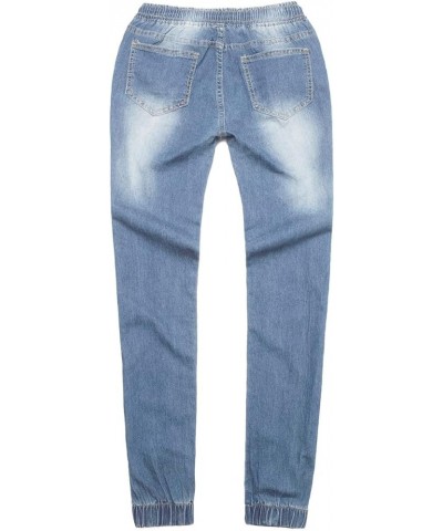 Trousers Waisted Up Pants Jeans Mid Women’s Poket Lace Denim Casual Women's Jeans on Pant Women Light Blue $10.31 Jeans