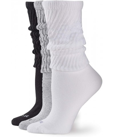 Women's Slouch Sock 3 Pair Pack White/Light Charcoal Heather/Black $11.55 Socks