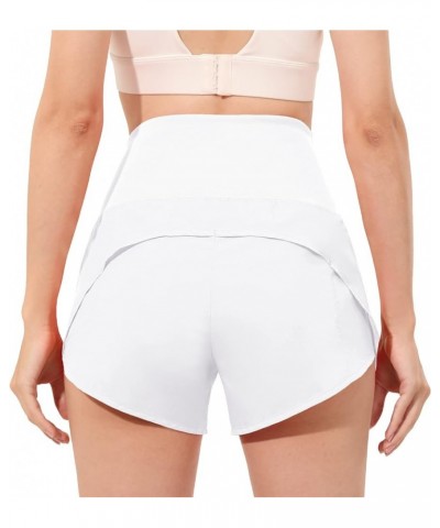 Women's High Waisted Running Shorts Quick Dry Athletic Workout Shorts with Bulit-in Liner-3.5'' White $9.90 Activewear