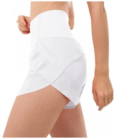 Women's High Waisted Running Shorts Quick Dry Athletic Workout Shorts with Bulit-in Liner-3.5'' White $9.90 Activewear