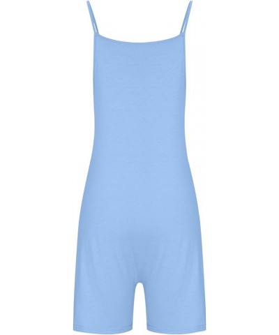 Summer Casual Short Rompers for Women Spaghetti Strap Casual Loose Jumpsuits with Pockets Solid Lounge Overalls 6 Blue $9.20 ...