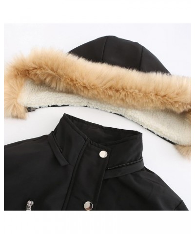 Women's Winter Thicken Military Parka Jacket Waterproof Removable Hood with Fur Warm Fleece Puffer Coats Outwear A1-black $31...