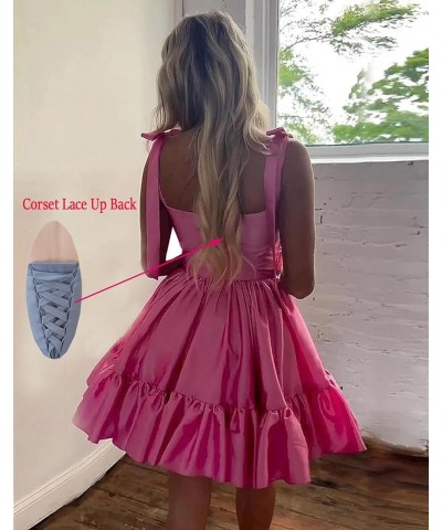 Short Homecoming Dresses for Teens Ruffles Hem Short Prom Dress A Line Satin Cocktail Gown Sage Green $29.39 Dresses