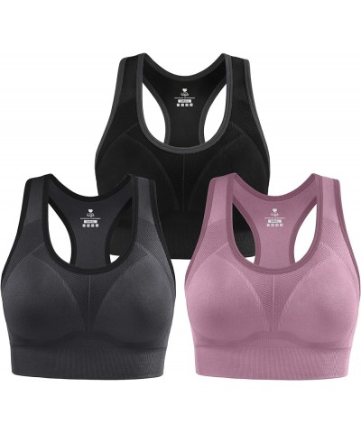 Sports Bras for Women High Impact Racerback Sports Bra Seamless Padded Sports Bra Yoga Bras Workout Bra Activewear Bra 3 Pack...