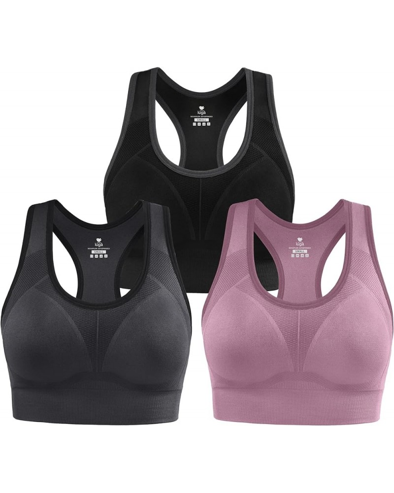 Sports Bras for Women High Impact Racerback Sports Bra Seamless Padded Sports Bra Yoga Bras Workout Bra Activewear Bra 3 Pack...