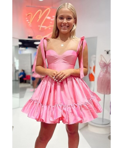 Short Homecoming Dresses for Teens Ruffles Hem Short Prom Dress A Line Satin Cocktail Gown Sage Green $29.39 Dresses