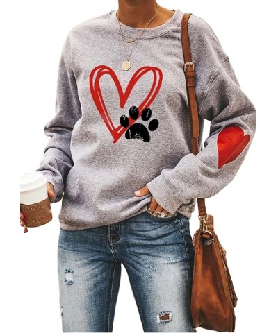 Womens Paw Sweatshirt Dog Paw Print Crewneck Loose Casual Funny Cute Graphic Dog Mom Shirts A2-grey $10.44 Hoodies & Sweatshirts