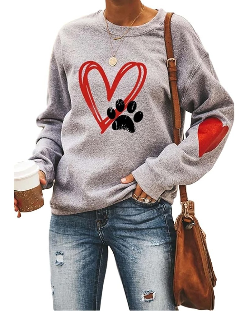 Womens Paw Sweatshirt Dog Paw Print Crewneck Loose Casual Funny Cute Graphic Dog Mom Shirts A2-grey $10.44 Hoodies & Sweatshirts