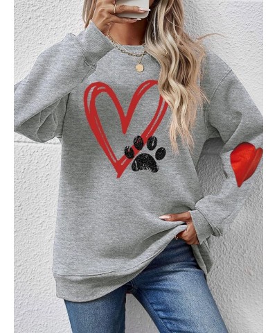 Womens Paw Sweatshirt Dog Paw Print Crewneck Loose Casual Funny Cute Graphic Dog Mom Shirts A2-grey $10.44 Hoodies & Sweatshirts