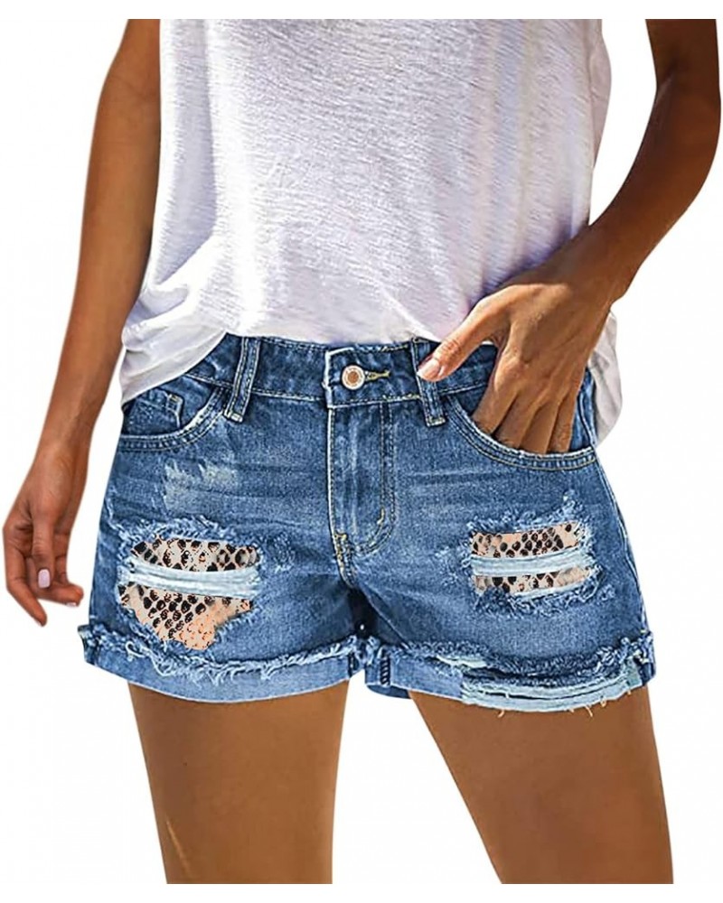 Jean Shorts Womens Stretchy Bermuda Shorts Petite Length Frayed Hem Summer Shorts Trendy Party Shorts 87-blue $9.24 Shorts