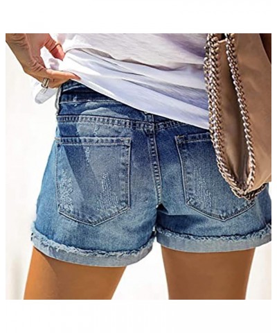 Jean Shorts Womens Stretchy Bermuda Shorts Petite Length Frayed Hem Summer Shorts Trendy Party Shorts 87-blue $9.24 Shorts