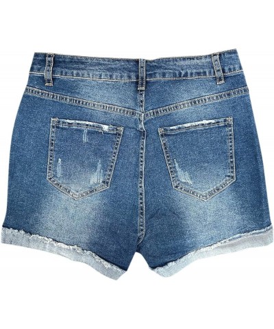 Jean Shorts Womens Stretchy Bermuda Shorts Petite Length Frayed Hem Summer Shorts Trendy Party Shorts 87-blue $9.24 Shorts