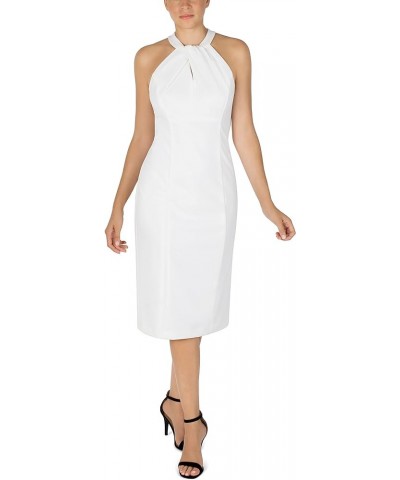 Women's Sleeveless Knot Neck Sheath Dress Ivory $8.46 Dresses