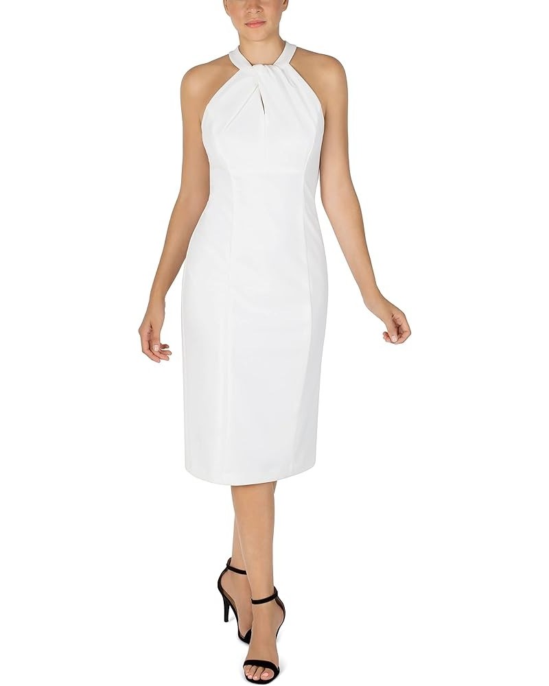 Women's Sleeveless Knot Neck Sheath Dress Ivory $8.46 Dresses