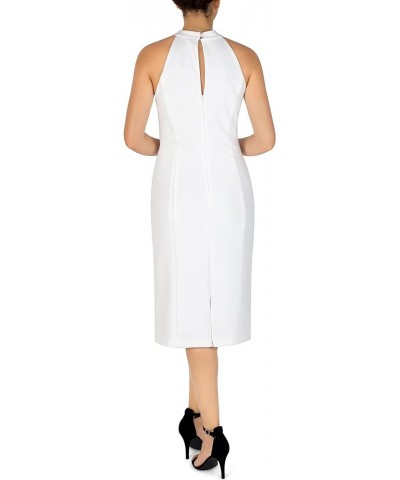 Women's Sleeveless Knot Neck Sheath Dress Ivory $8.46 Dresses